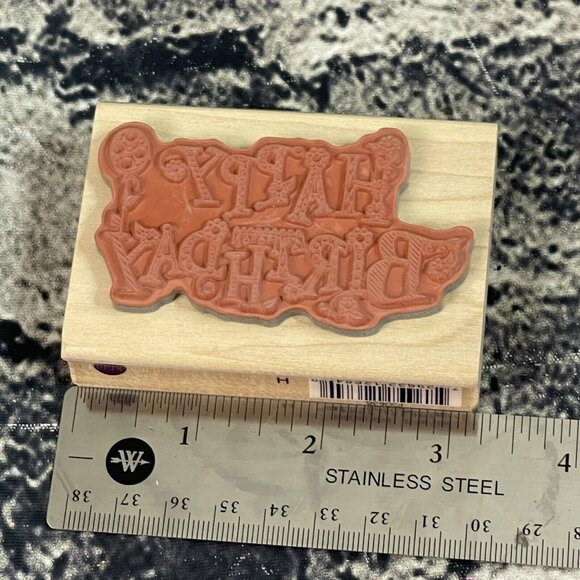 The Stamp Pad Co. & Hampton Art Large Gift Box Lid Ribbon Rubber Stamp - Picture 6 of 8